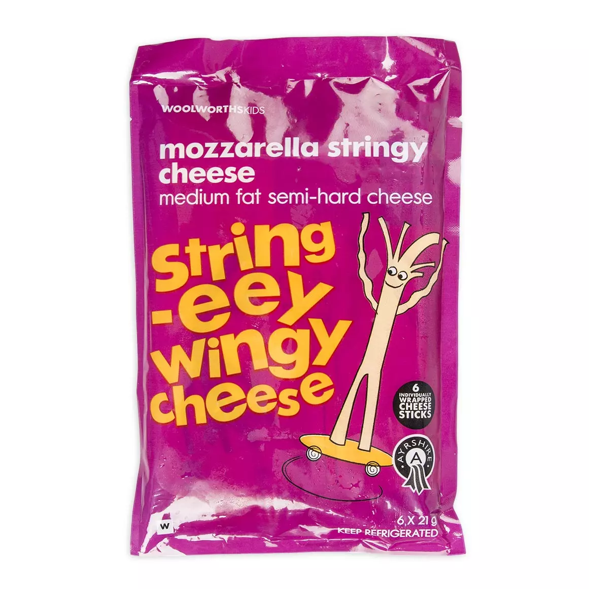 Kids Ayrshire Mozzarella Stringy Cheese 6x21g Kids Ayrshire Mozzarella Stringy Cheese 6x21g