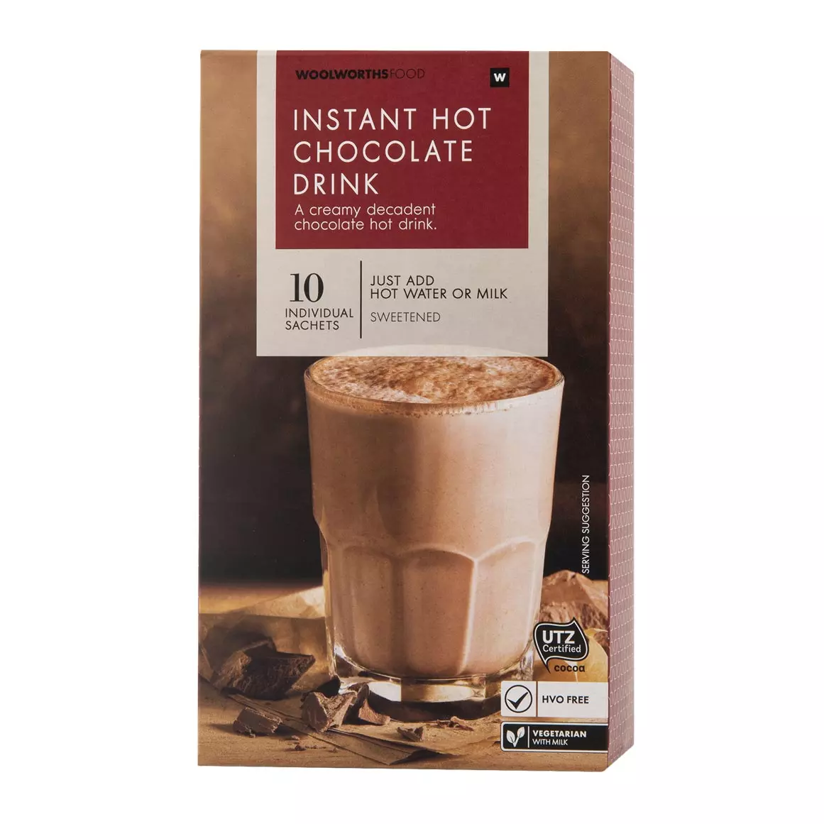 Instant Hot Chocolate Flavoured Drink Sachets 10x25g