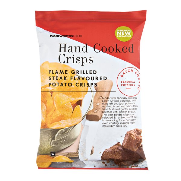 Hand Cooked Flame Grilled Steak Flavoured Potato Crisps 125g Hand Cooked Flame Grilled Steak Flavoured Potato Crisps 125g
