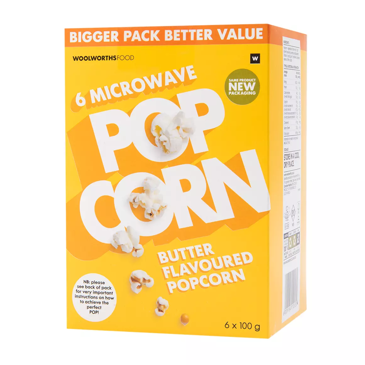 Butter Flavour Microwave Popcorn 6x100g Butter Flavour Microwave Popcorn 6x100g