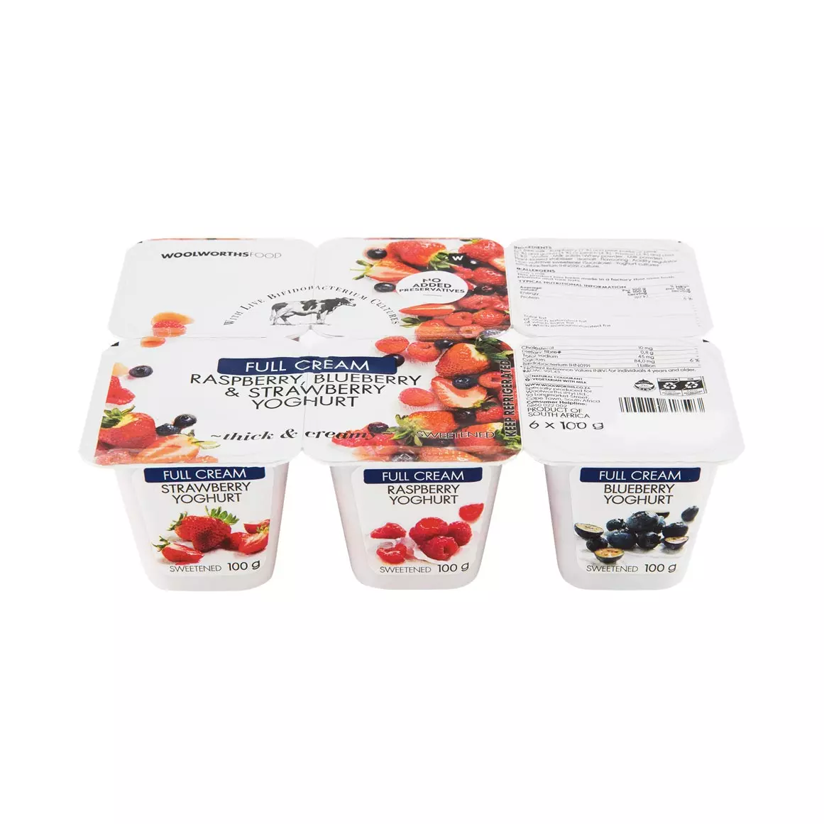 Full Cream Raspberry, Blueberry & Strawberry Yoghurt 6x100g Full Cream Raspberry, Blueberry & Strawberry Yoghurt 6x100g