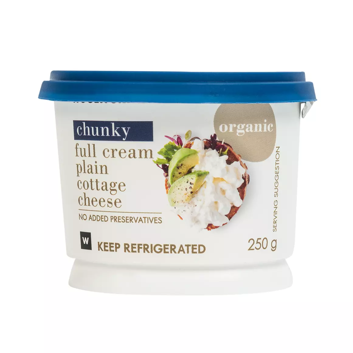 Organic Full Cream Plain Chunky Cottage Cheese 250g Organic Full Cream Plain Chunky Cottage Cheese 250g