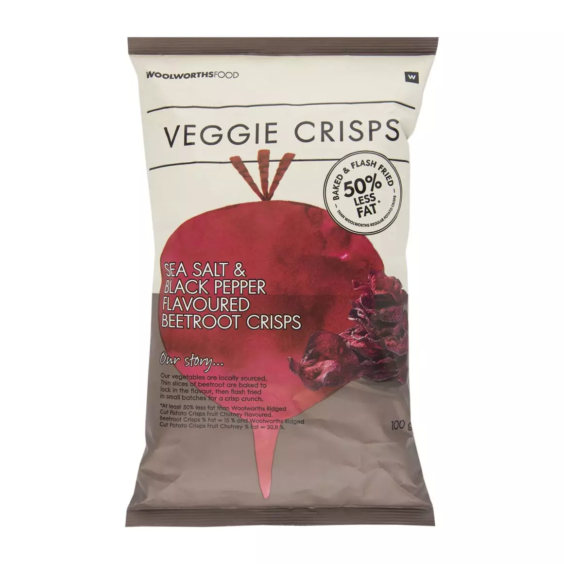 Sea Salt and Black Pepper Flavoured Beetroot Crisps 100g Sea Salt and Black Pepper Flavoured Beetroot Crisps 100g
