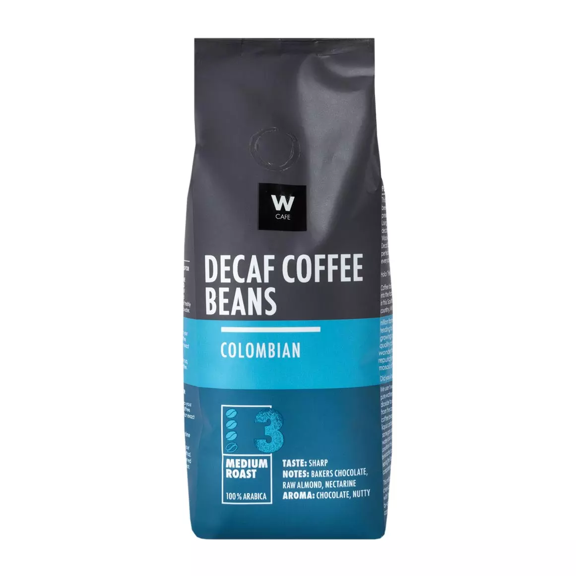 WCafe Colombian Decaffeinated Coffee Beans 250g WCafe Colombian Decaffeinated Coffee Beans 250g