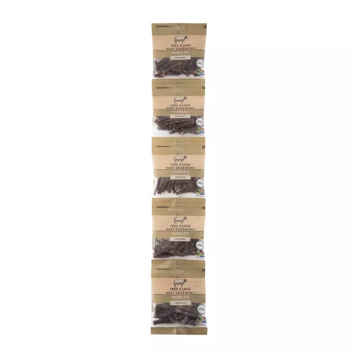 Original Free Range Beef Droëwors Nibbles 5x25g Original Free Range Beef Droëwors Nibbles 5x25g