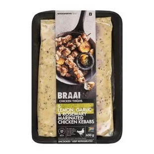 6 Lemon, Garlic & Rosemary Marinated Chicken Kebabs 650g
