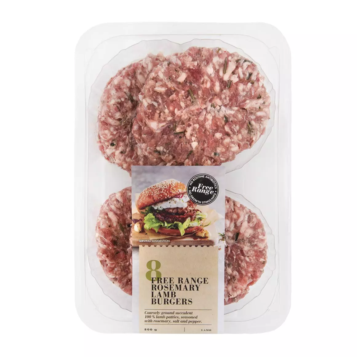 Free Range Rosemary Lamb Burgers 800g Free Range Rosemary Lamb Burgers 800g