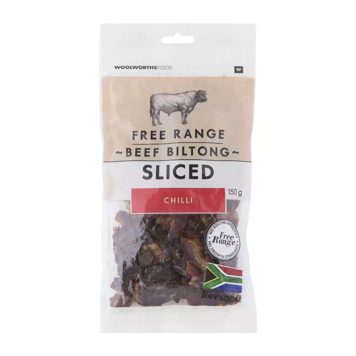 Free Range Chilli Beef Sliced Biltong 150g Free Range Chilli Beef Sliced Biltong 150g