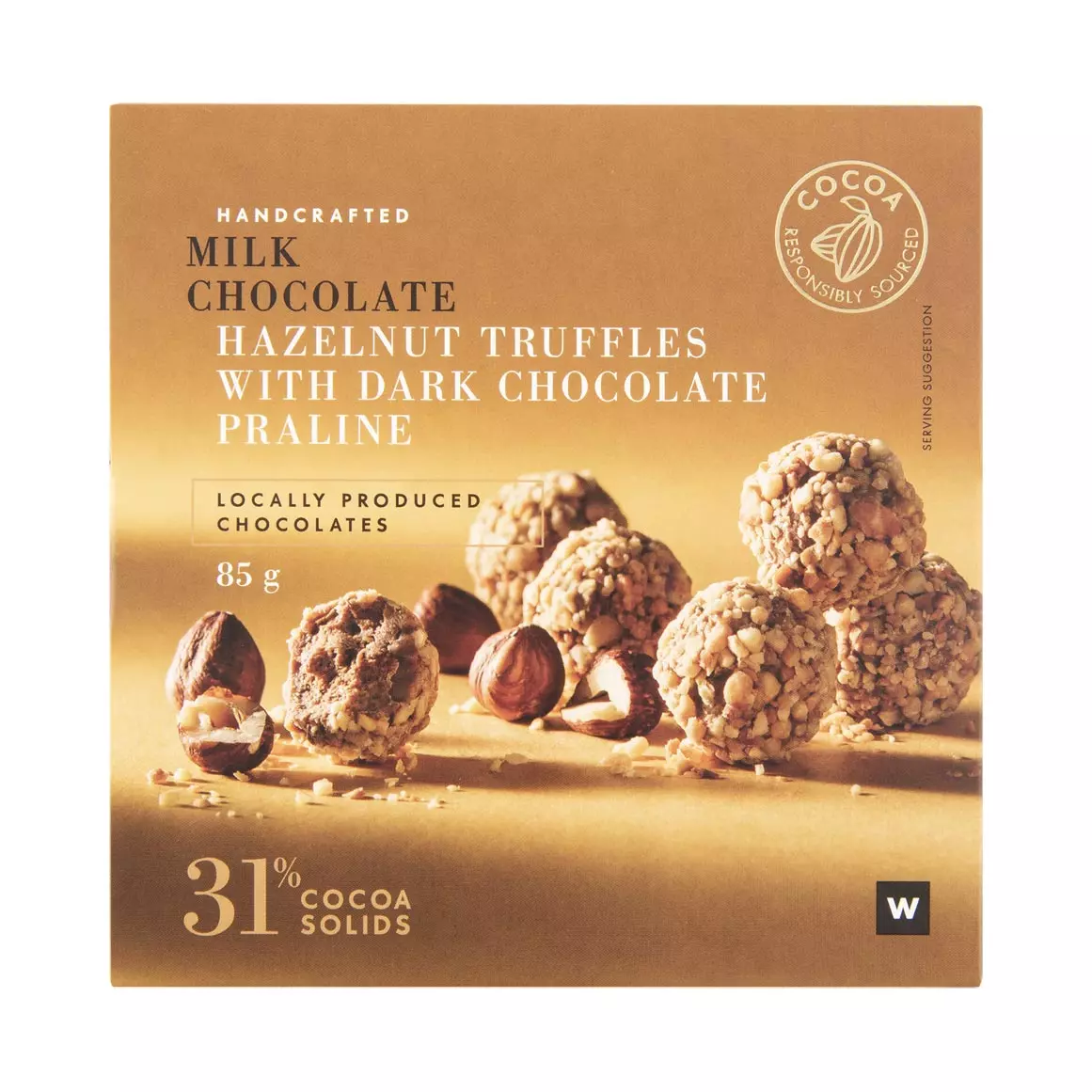 Milk Chocolate Enrobed Hazelnut Praline Truffles 85g