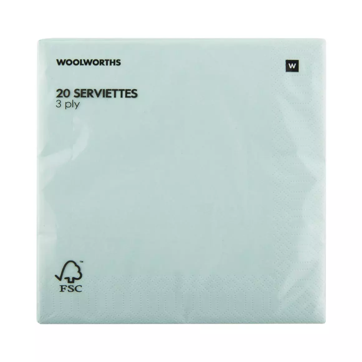 3 Ply Plain Seafoam Plain Serviettes 20pk 3 Ply Plain Seafoam Plain Serviettes 20pk
