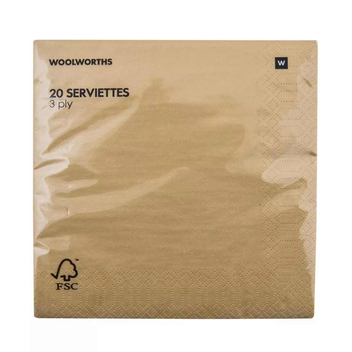 3 Ply Plain Gold Serviettes 20pk