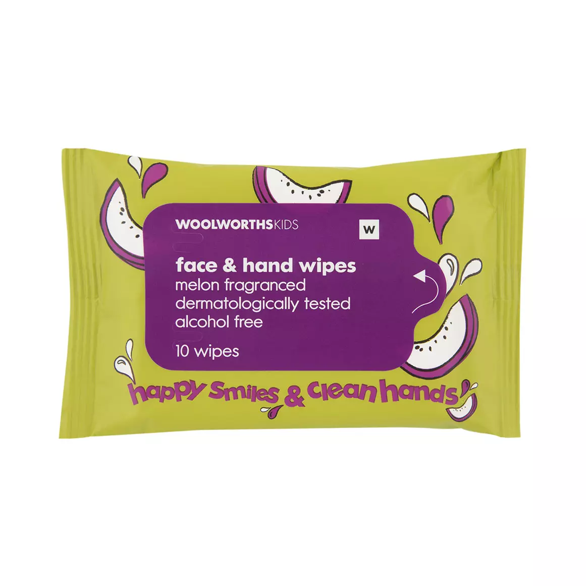 Kids Melon Scented Alcohol Free Face and Hand Wipes 10 pcs Kids Melon Scented Alcohol Free Face and Hand Wipes 10 pcs
