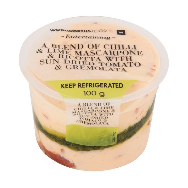 Chilli & Lime Mascarpone & Ricotta with Sun-Dried Tomato & Gremolata 100g