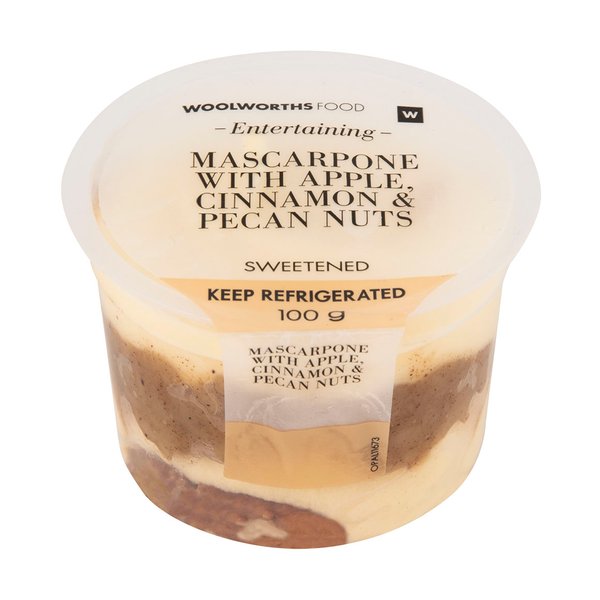 Mascarpone with Apple, Cinnamon & Pecan Nuts 100g Mascarpone with Apple, Cinnamon & Pecan Nuts 100g