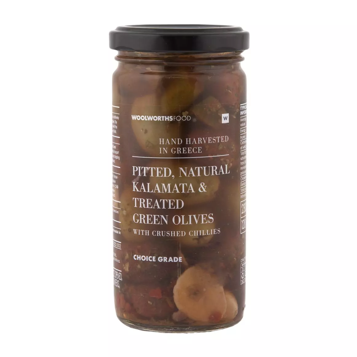 Kalamata and Green Olives with Crushed Chillies 230g Kalamata and Green Olives with Crushed Chillies 230g