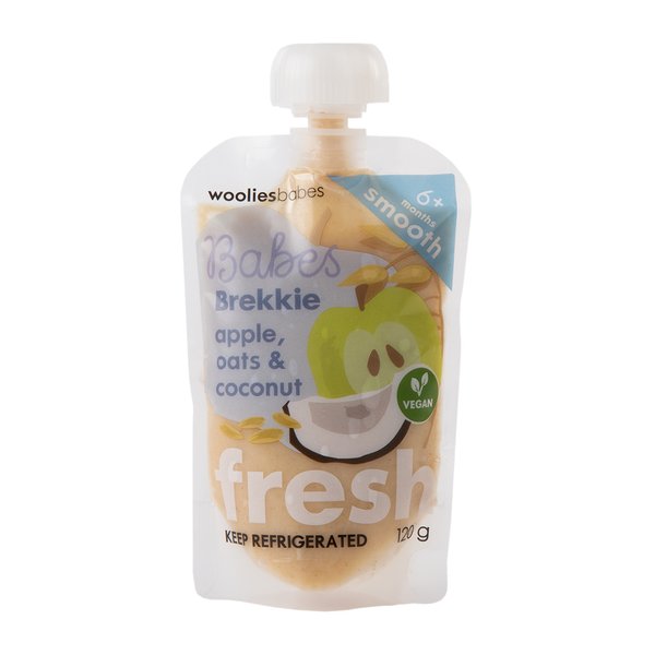 Wooliesbabes Fresh Apple, Oats & Coconut Brekkie 120g Wooliesbabes Fresh Apple, Oats & Coconut Brekkie 120g