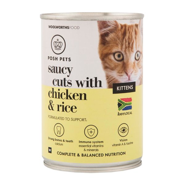 Posh Pets Saucy Cuts with Chicken and Rice Cat Food 385g