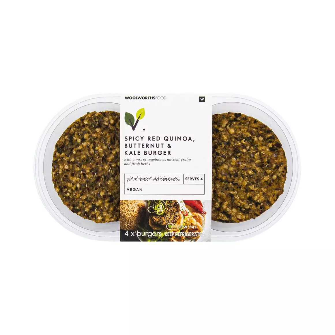 Spicy Red Quinoa, Butternut & Kale Burger 4pk Spicy Red Quinoa, Butternut & Kale Burger 4pk