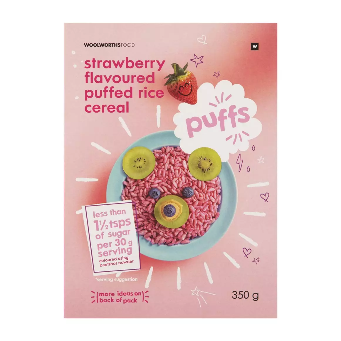 Strawberry Flavoured Puffed Rice Cereal 350g Strawberry Flavoured Puffed Rice Cereal 350g