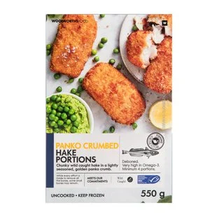 Frozen Panko Crumbed Hake Portions 550g Frozen Panko Crumbed Hake Portions 550g