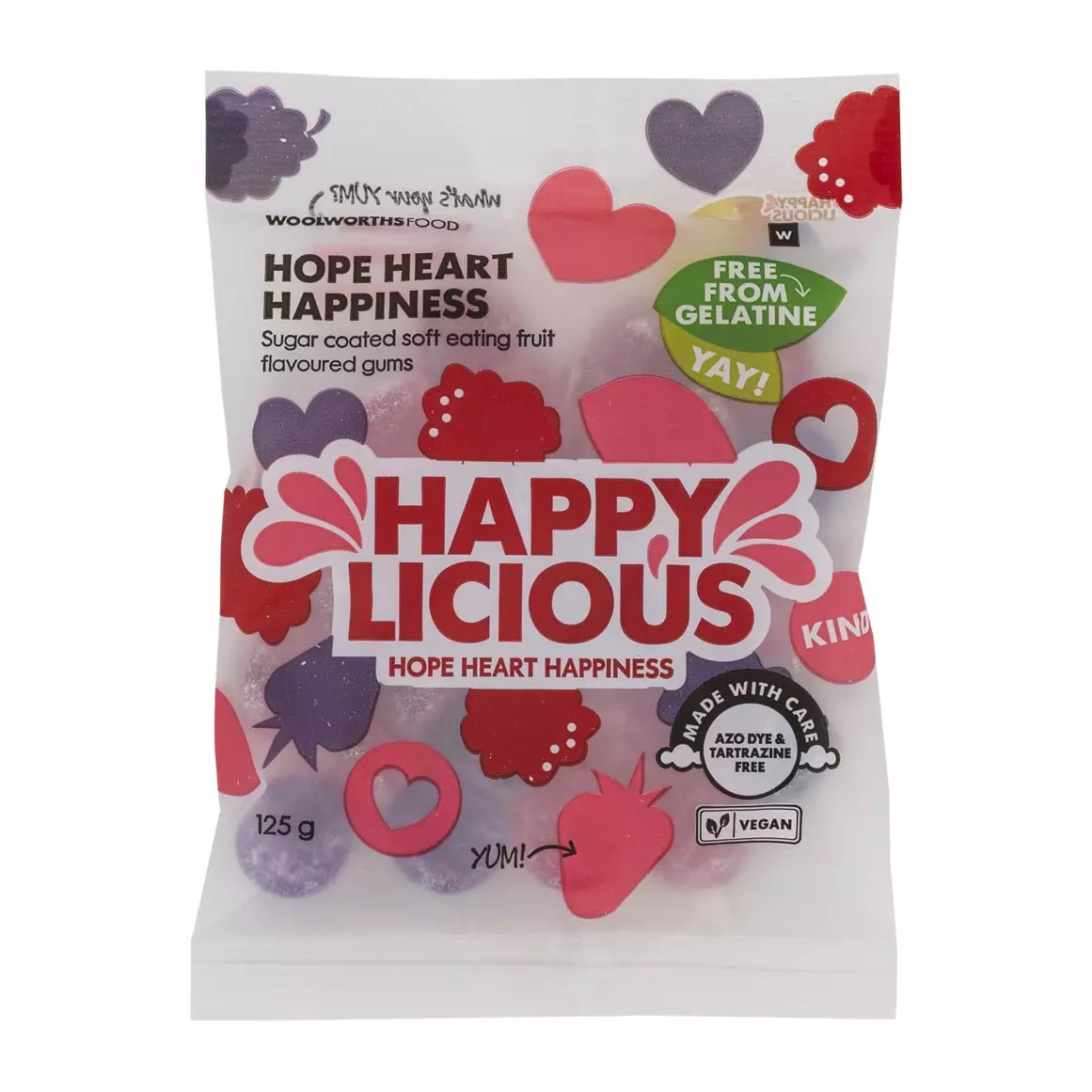 Happylicious Hope Heart Happiness Gelatine Free Jellies 125g Happylicious Hope Heart Happiness Gelatine Free Jellies 125g