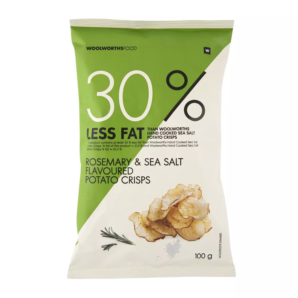 30% Less Fat Rosemary and Sea Salt Flavoured Potato Crisps 100g 30% Less Fat Rosemary and Sea Salt Flavoured Potato Crisps 100g