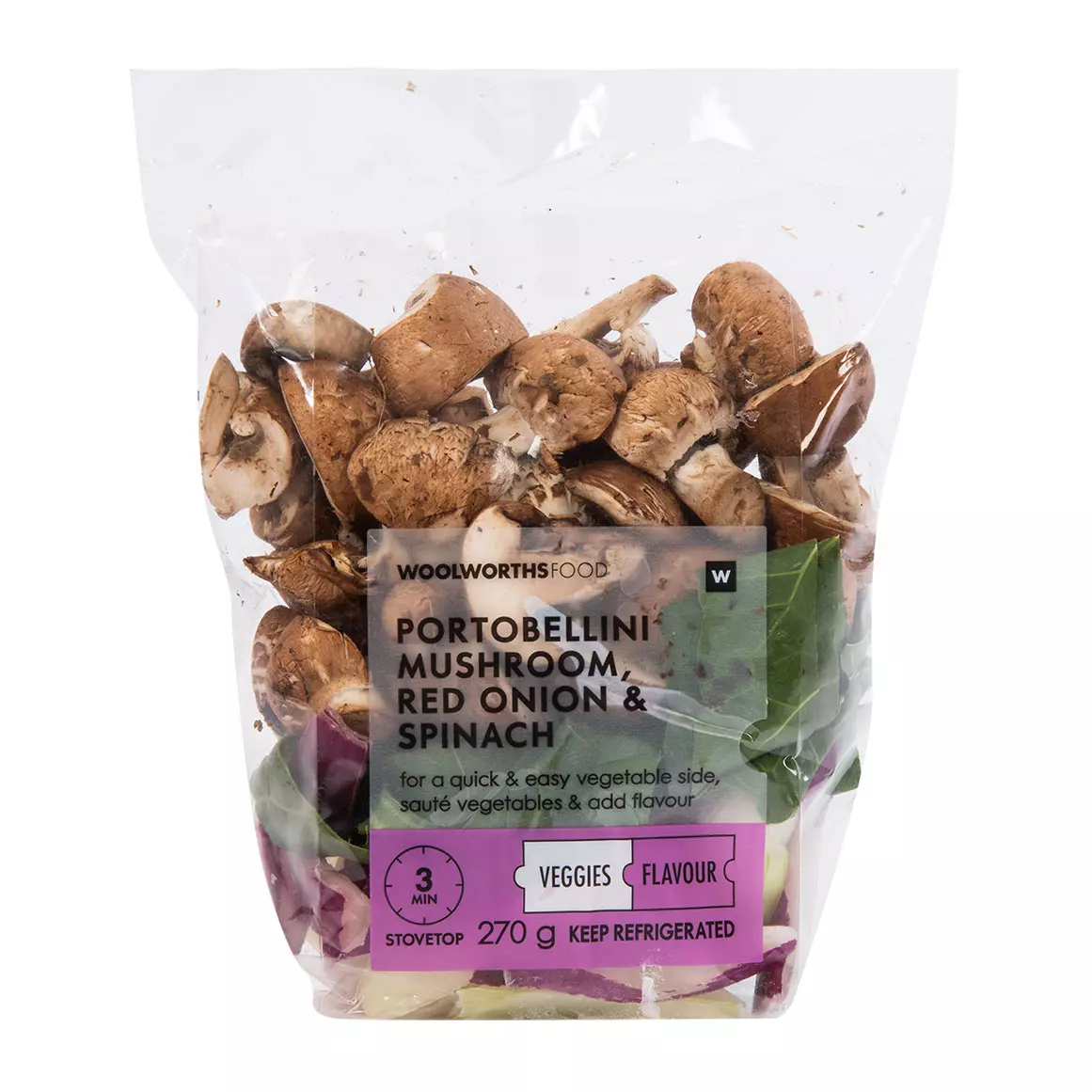 Portobellini Mushrooms, Red Onion & Spinach Mix 270g Portobellini Mushrooms, Red Onion & Spinach Mix 270g