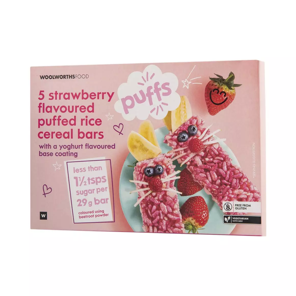 Strawberry Flavoured Puffed Rice Cereal Bars 5x29g Strawberry Flavoured Puffed Rice Cereal Bars 5x29g