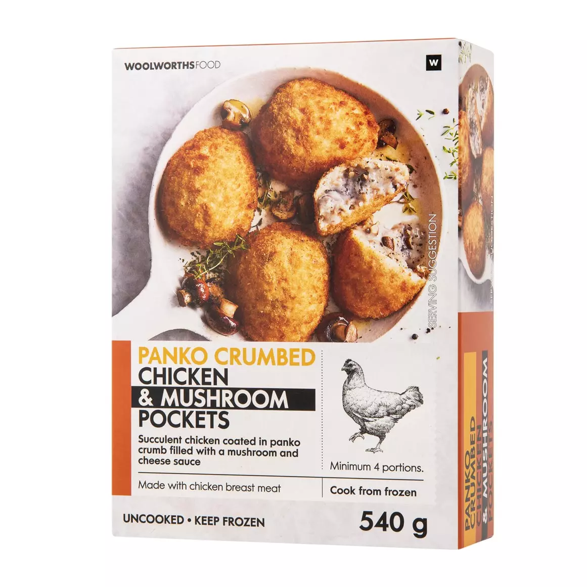 Frozen Panko Crumbed Chicken & Mushroom Pockets 540g Frozen Panko Crumbed Chicken & Mushroom Pockets 540g