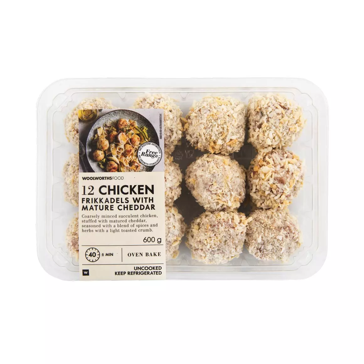Chicken Frikkadels with Mature Cheddar 12pk Chicken Frikkadels with Mature Cheddar 12pk