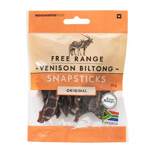 Original Free Range Venison Biltong Snapsticks 35g Original Free Range Venison Biltong Snapsticks 35g