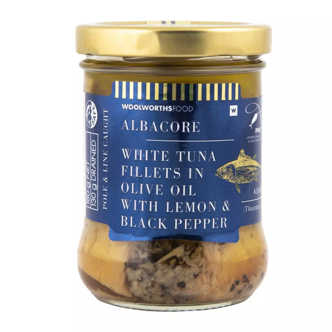 Albacore White Tuna Fillets in Olive Oil with Lemon and Black Pepper 180g