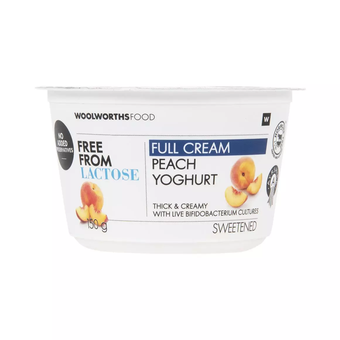 Lactose Free Full Cream Ayrshire Peach Yoghurt 150g Lactose Free Full Cream Ayrshire Peach Yoghurt 150g