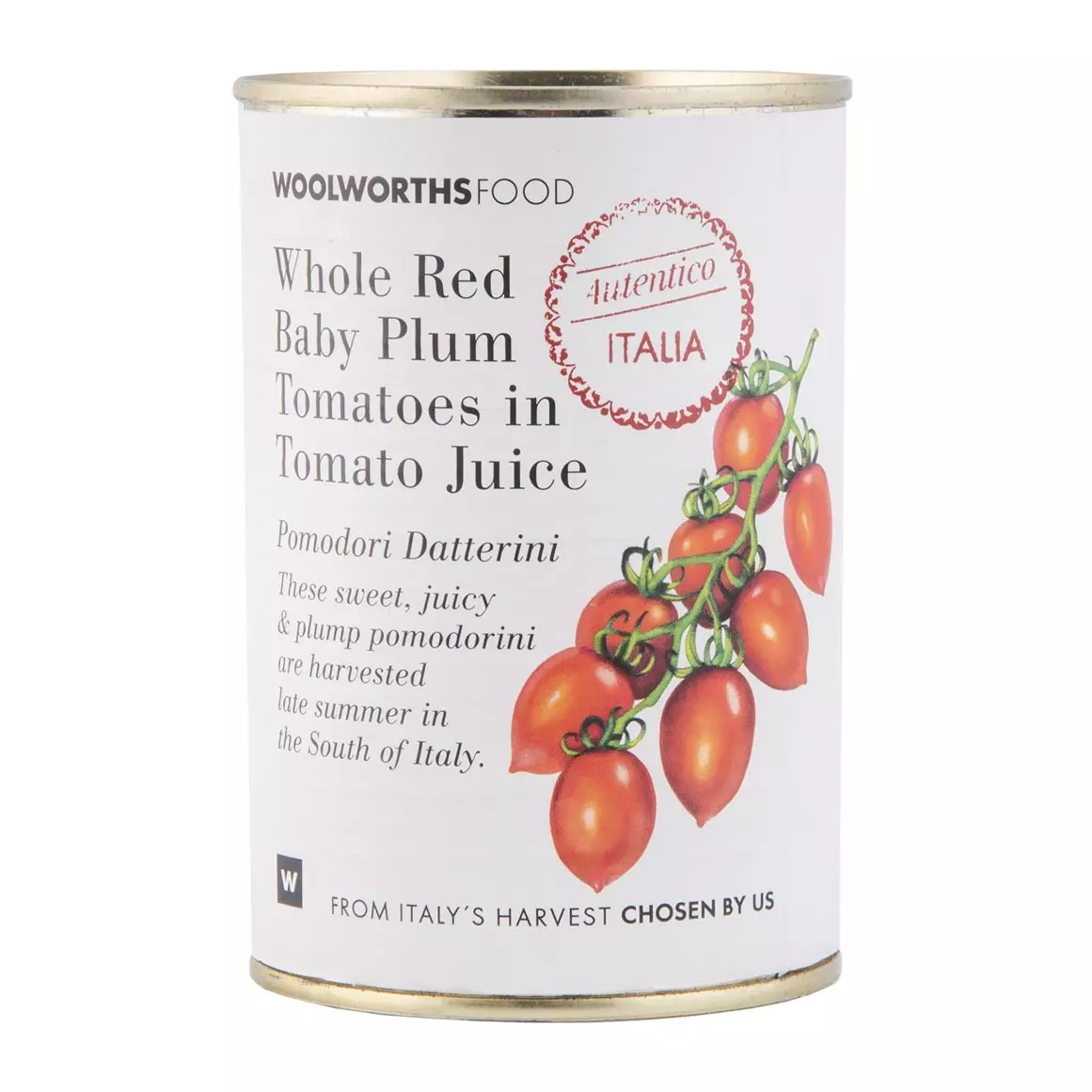 Whole Red Baby Plum Tomatoes in Tomato Juice 400g