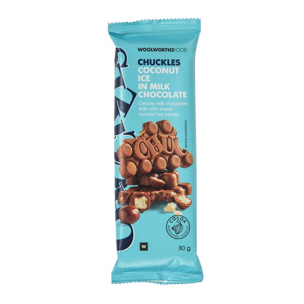 Chuckles Coconut Ice in Milk Chocolate Slab 80g Chuckles Coconut Ice in Milk Chocolate Slab 80g
