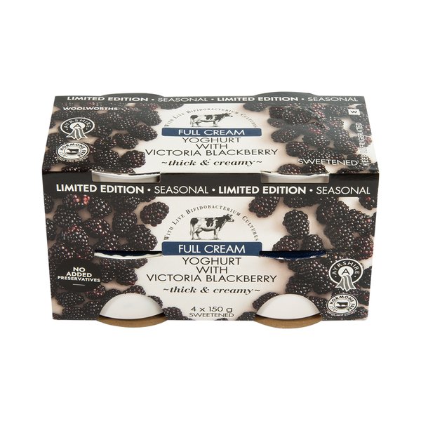 Ayrshire Full Cream Yoghurt with Victoria Blackberry 4x150g Ayrshire Full Cream Yoghurt with Victoria Blackberry 4x150g