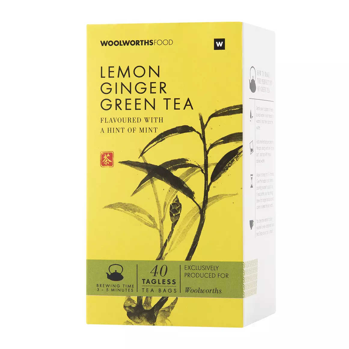 Lemon Ginger Green Tea Tagless Tea Bags 40pk