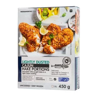 Frozen Lightly Dusted Cajun Hake Portions 450g Frozen Lightly Dusted Cajun Hake Portions 450g