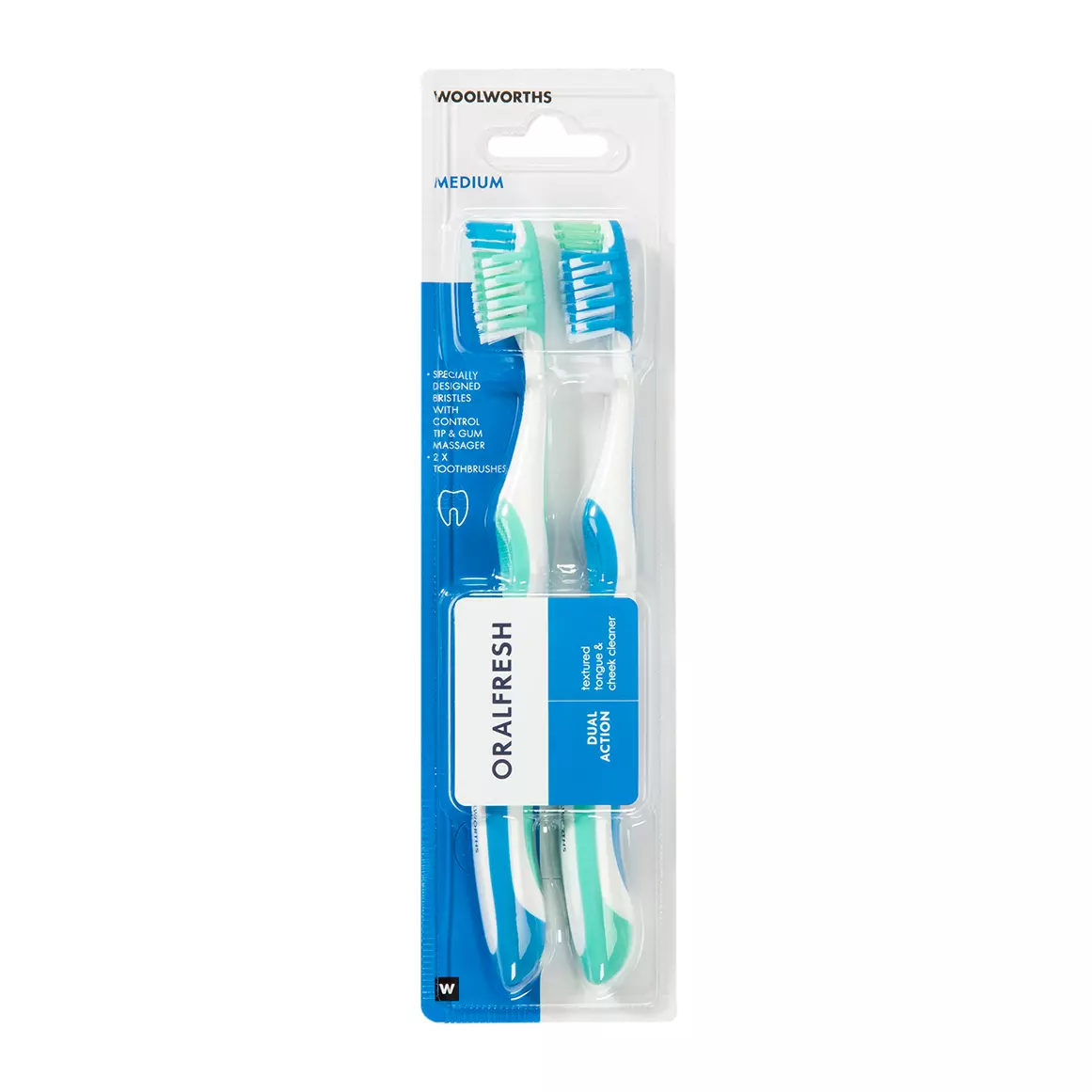 OralFresh Dual Action Medium Toothbrush 2pk OralFresh Dual Action Medium Toothbrush 2pk