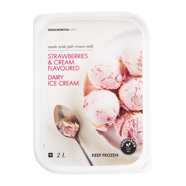 Strawberries & Cream Flavoured Dairy Ice Cream 2L Strawberries & Cream Flavoured Dairy Ice Cream 2L