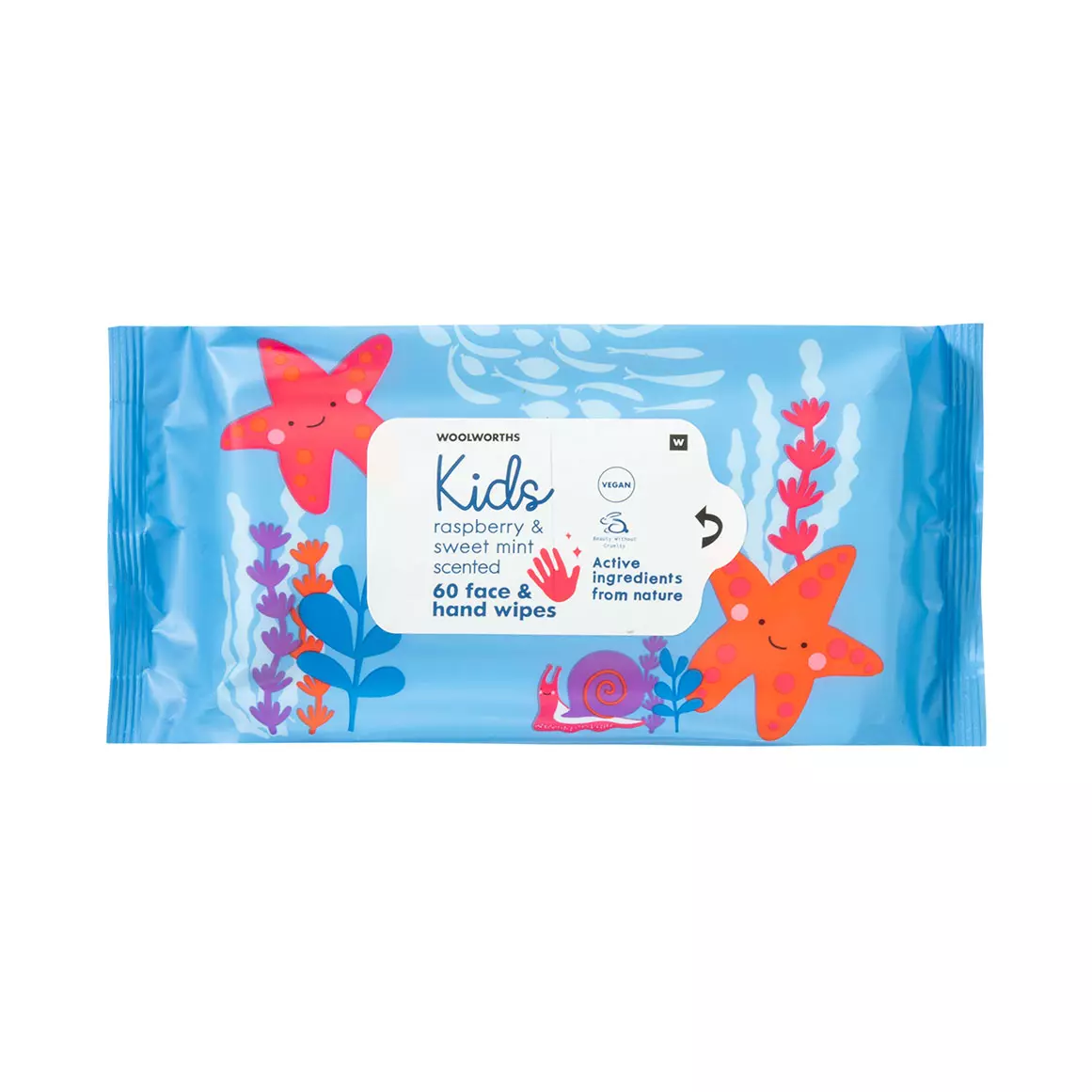 Kids Raspberry and Sweet Mint Scented Alcohol Free Wipes 60 pcs