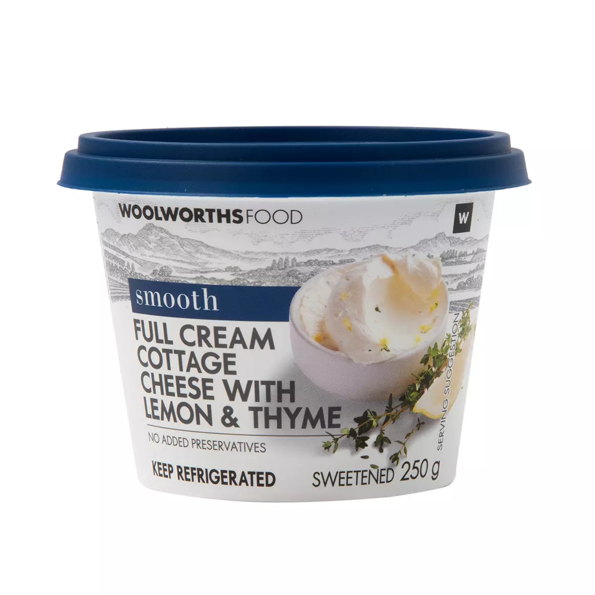 Full Cream Smooth Cottage Cheese with Lemon & Thyme 250g Full Cream Smooth Cottage Cheese with Lemon & Thyme 250g