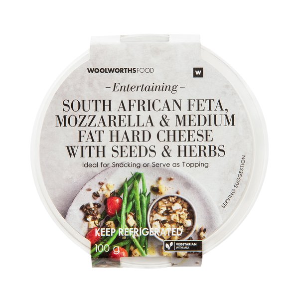 South African Feta, Mozzarella & Medium Fat Hard Cheese 100g