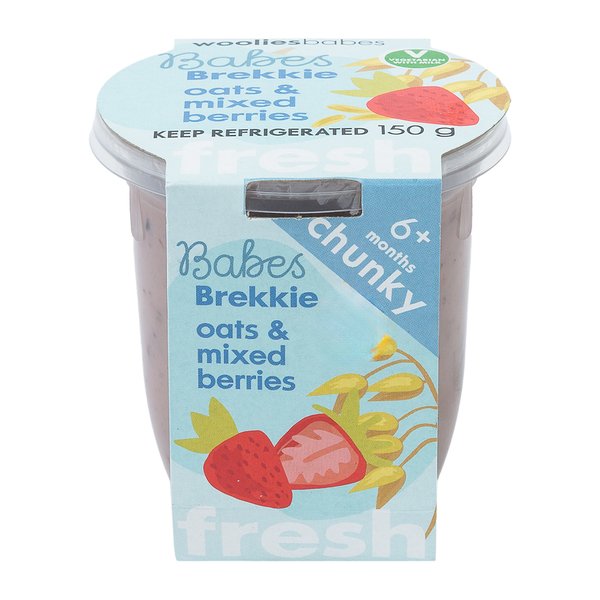 Wooliesbabes Fresh Oats & Mixed Berries Brekkie 150g Wooliesbabes Fresh Oats & Mixed Berries Brekkie 150g