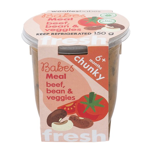 Wooliesbabes Fresh Beef, Bean & Veggies Meal 150g