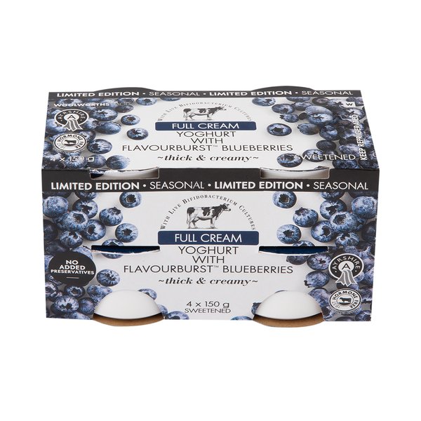 Full Cream Ayrshire Yoghurt with Flavourburst™ Blueberries 4x150g Full Cream Ayrshire Yoghurt with Flavourburst™ Blueberries 4x150g