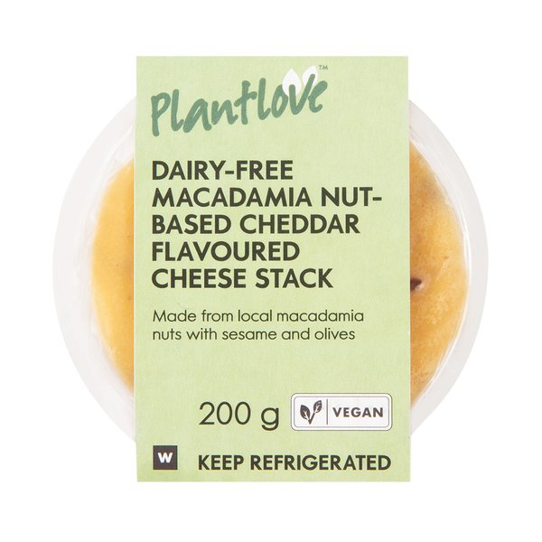 PlantLoveĀ Dairy Free Macadamia Nut Based Cheddar Cheese Stack 200g PlantLoveĀ Dairy Free Macadamia Nut Based Cheddar Cheese Stack 200g