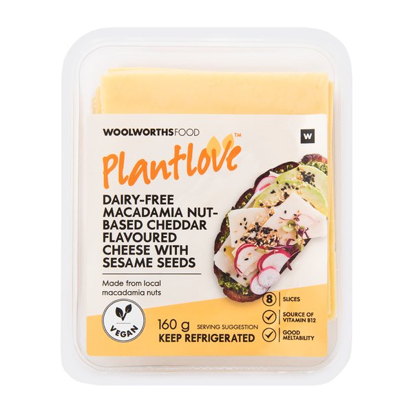 PlantLoveĀ Dairy Free Macadamia Nut Based Cheddar Cheese Slices with Sesame Seeds 160g PlantLoveĀ Dairy Free Macadamia Nut Based Cheddar Cheese Slices with Sesame Seeds 160g