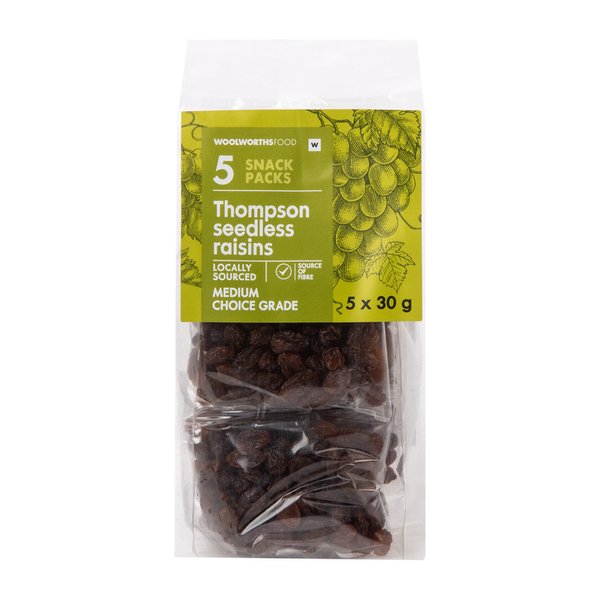 Thompson Seedless Raisins Snack Packs 5x30g Thompson Seedless Raisins Snack Packs 5x30g
