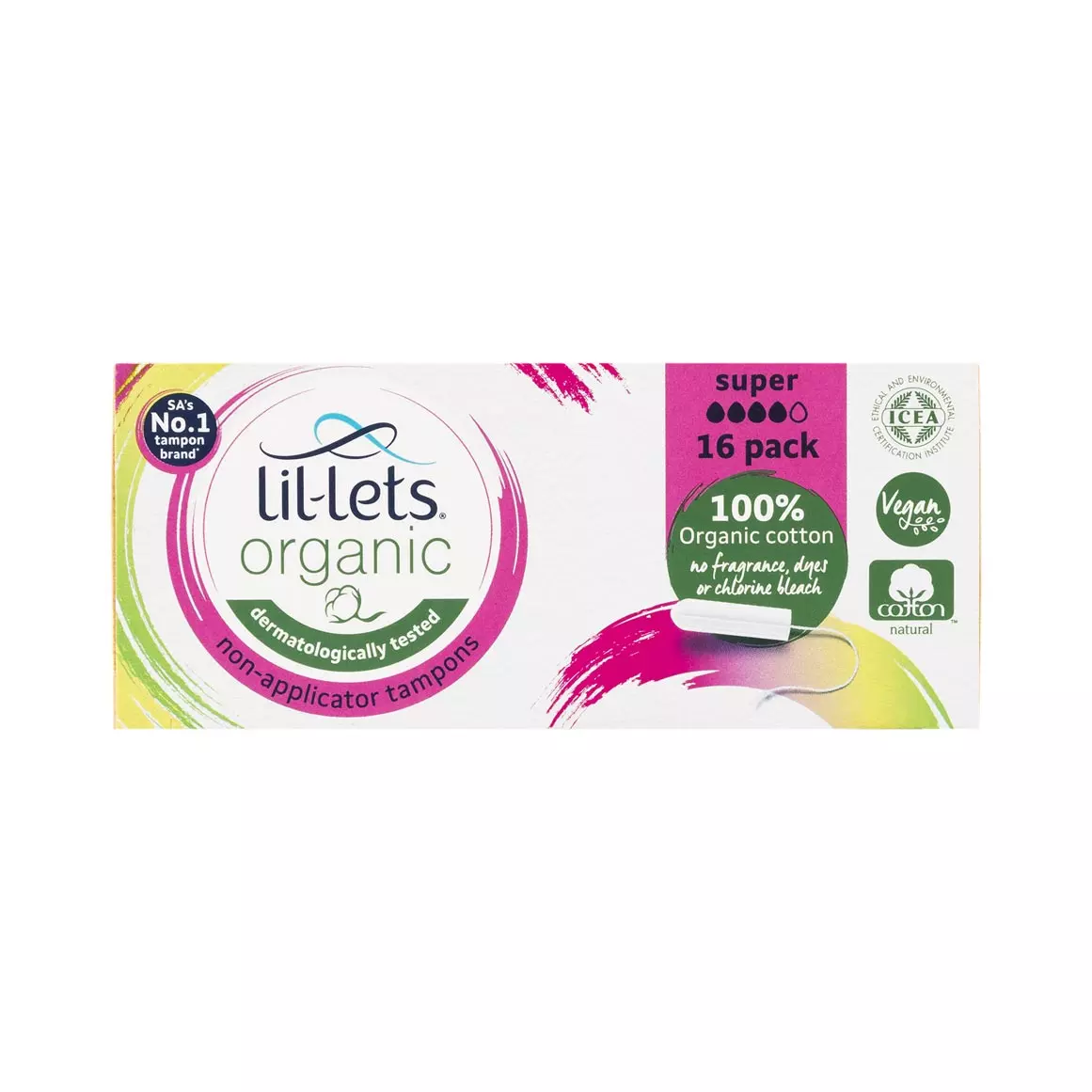 Lil-Lets Organic Non-Applicator Super Tampons 16pk